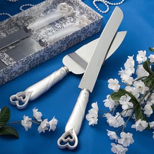 Interlocking Heart Cake Knife and Server Set