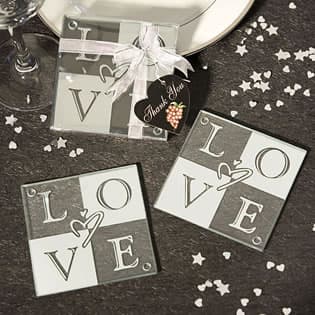 LOVE Coaster Wedding Favors - Set of 2