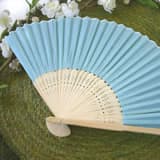 Blue Silk Wedding Fans