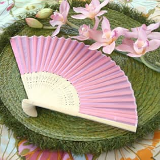 Pink Silk Wedding Fans