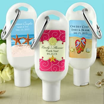 Sunscreen Favors with Carabiner &#40;SPF 30&#41;: Beach Designs