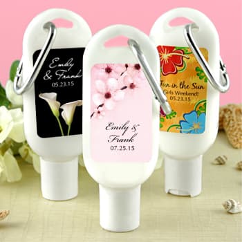 Sunscreen Favors with Carabiner &#40;SPF 30&#41;: Flower Designs