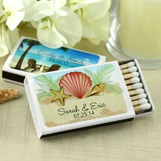 Personalized Matches - Set of 50 &#40;White Box&#41;: Beach Designs