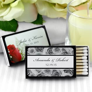 Personalized Matches - Set of 50 &#40;Black Box&#41;: Flower Designs