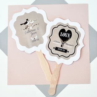 Personalized Paddle Fans - Vintage Wedding