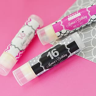 Personalized Sweet Sixteen &#40;or 15&#41; Lip Balm Tubes