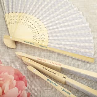 Personalized Collection Silver scallop folding fan favor