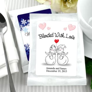 Personalized Winter Theme Coffee Favors, White Bag - &#40;6 designs available&#41;