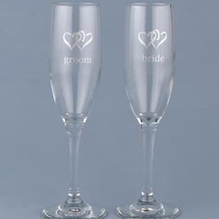 Heart Themed Toasting Flutes &#40;Set of Two&#41;